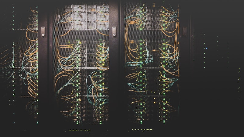 Server rack with illuminated network cabling
